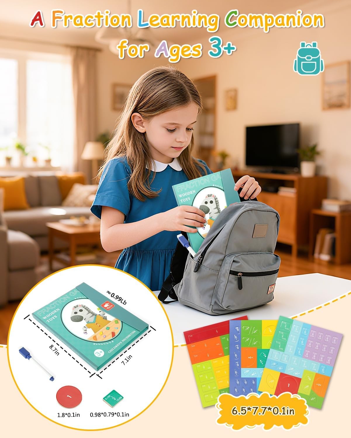 Magnetic Fraction Demonstration Book, Fraction Tiles & Circles Set | Educational