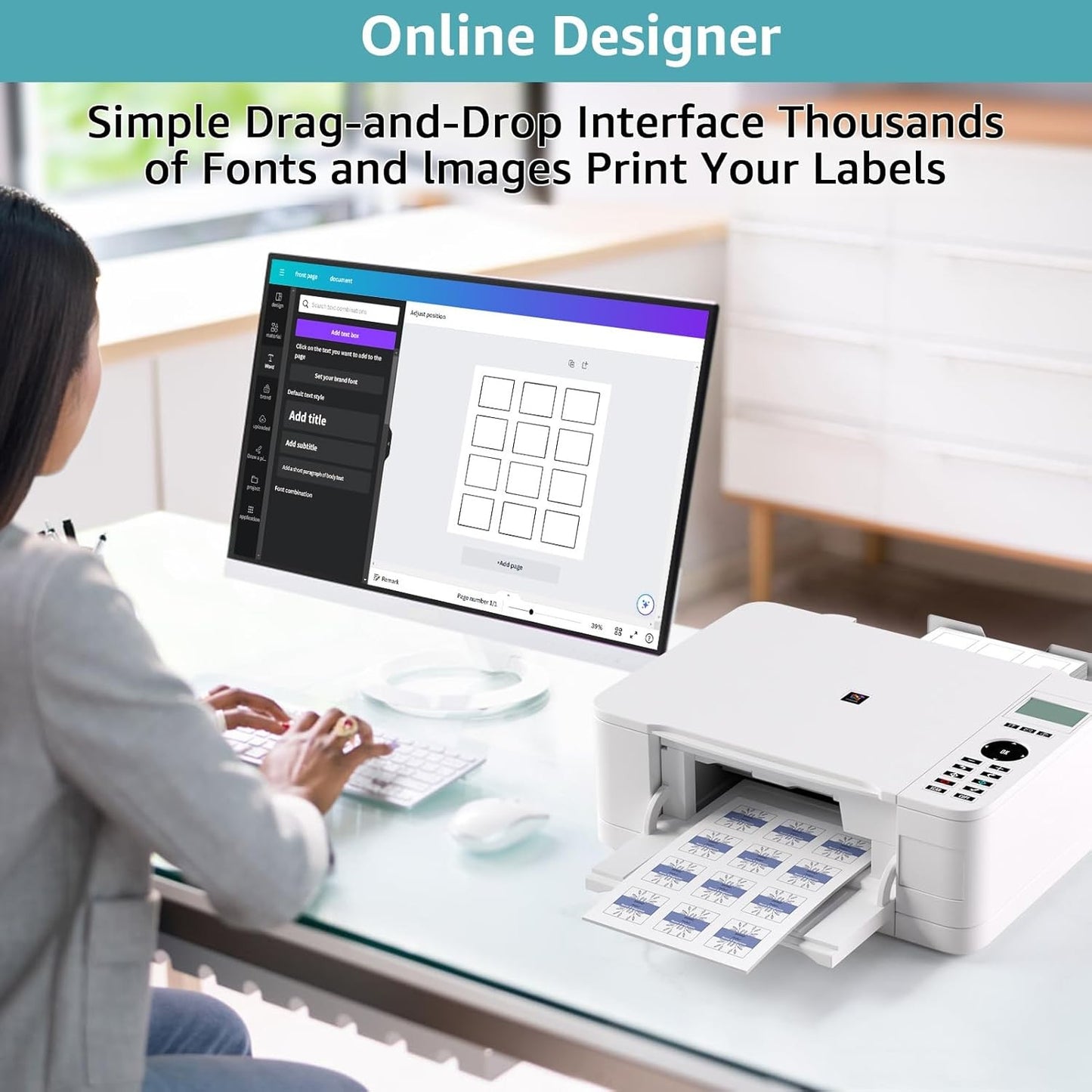 2" x 2" Square Labels, for Inkjet or Laser Printer Matte White Printable Sticker