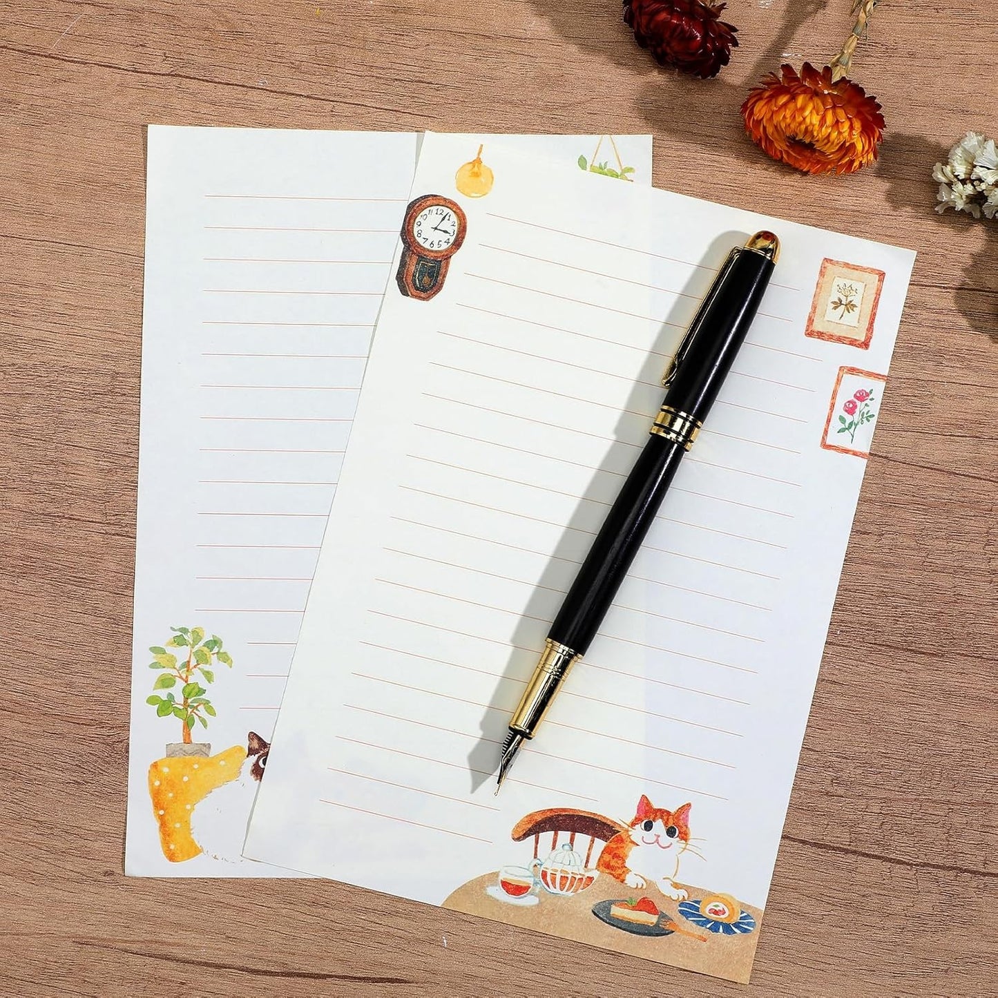 Writing Paper and Envelopes Set, 36pcs Vintage Fresh Cute Cat Letter Stationery