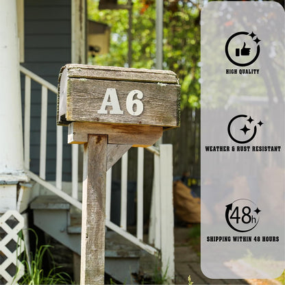 Modern Metal House Numbers and Letters - Weatherproof Black Coating, Black,U