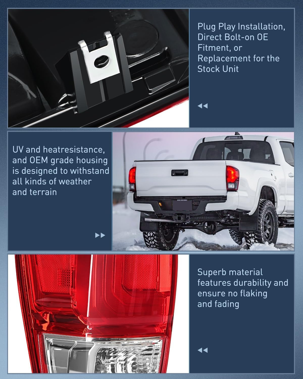 Taillight Assembly with 2016-2023 Toyota Tacoma Rear Lamp Replacement OE Style