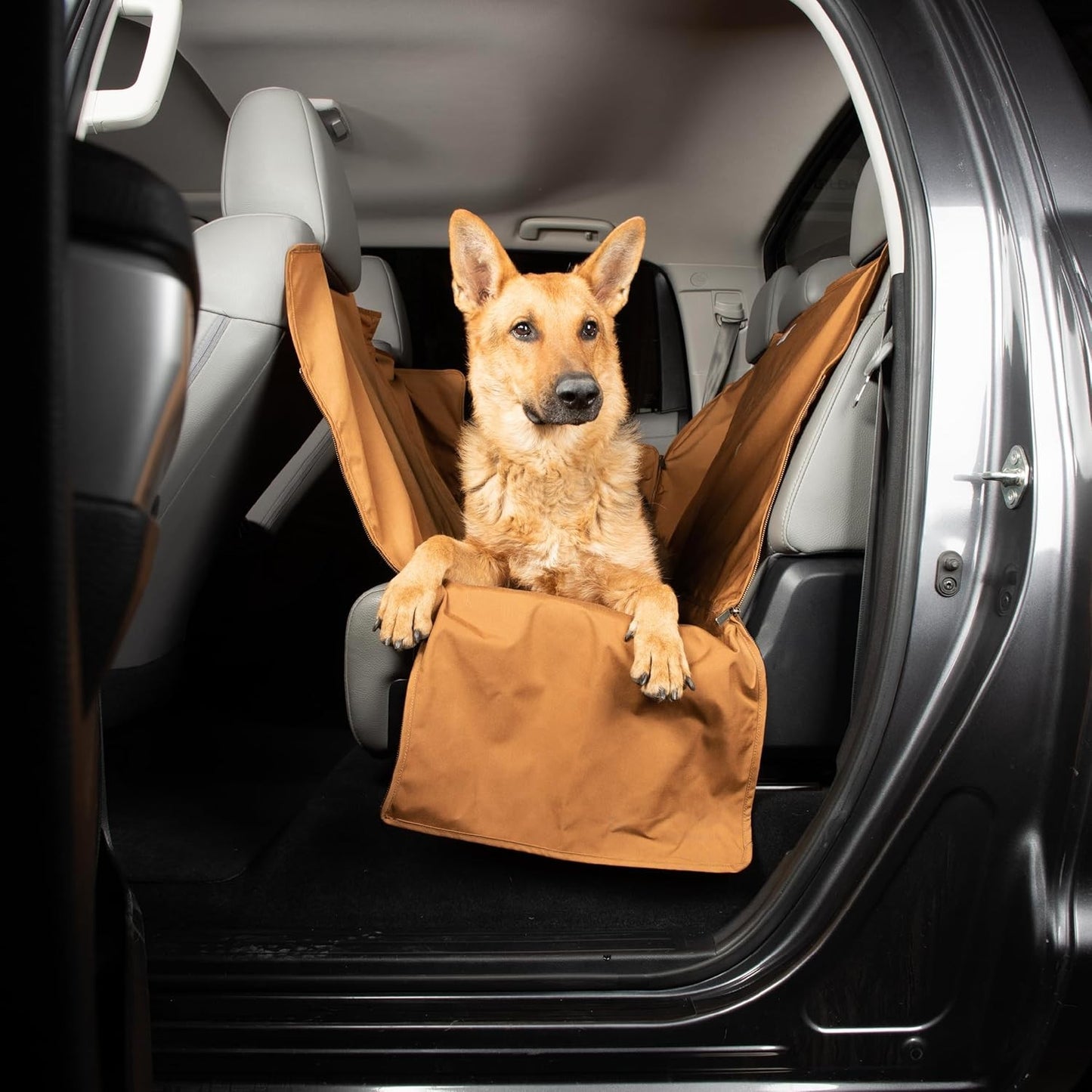 Universal Fitted Nylon Duck Pet Hammock, Dog Back Seat Cover, Carhartt Brown