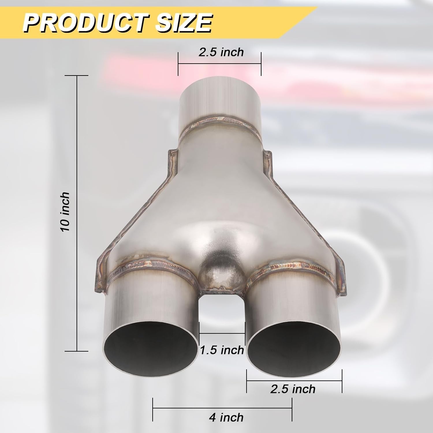 2.5 inch Exhaust Y Pipe, 2.5" Single to 2.5" Dual Exhaust Adapter Connector