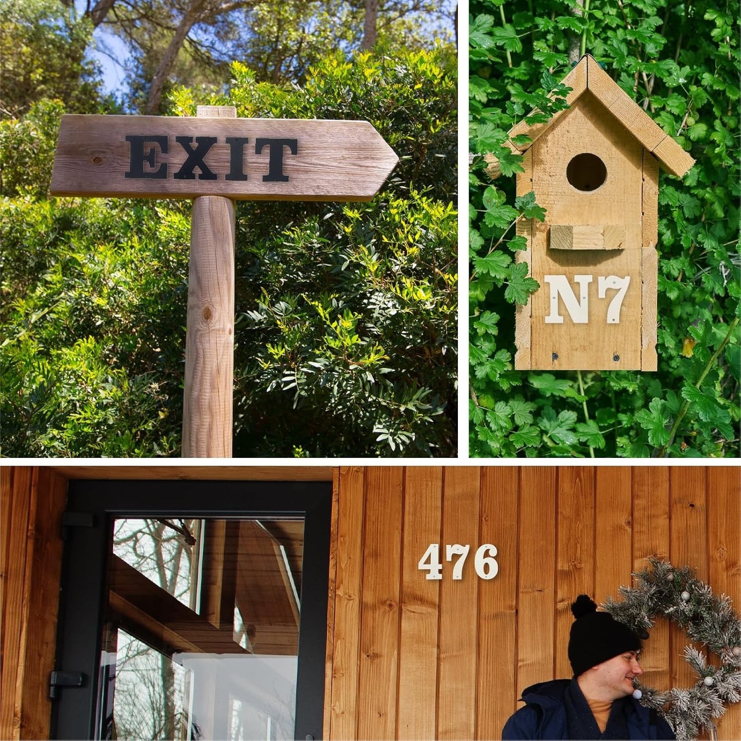 Modern Metal House Numbers and Letters - Weatherproof Black Coating, Black,U