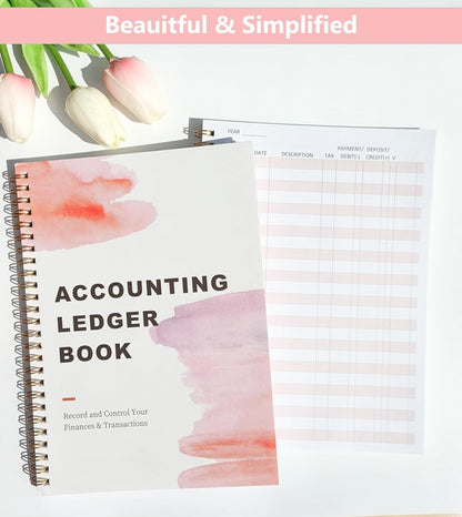 Simplified Accounting Ledger Book - Income and Expense Tracker Log Book 2 Pack