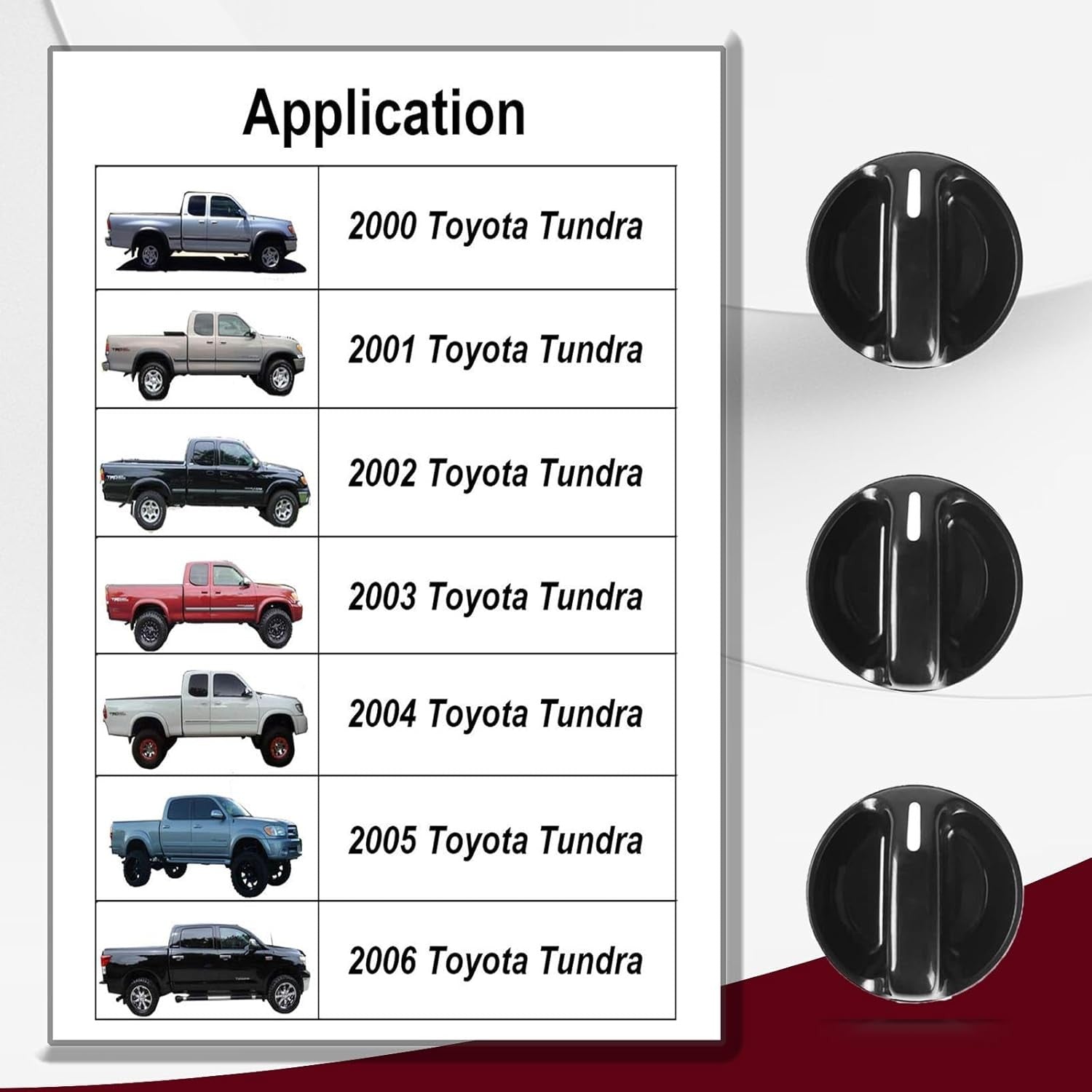 3Pcs Tundra AC Knobs Replacement with 2000-06 Toyota Tundra A/C Air Conditioner