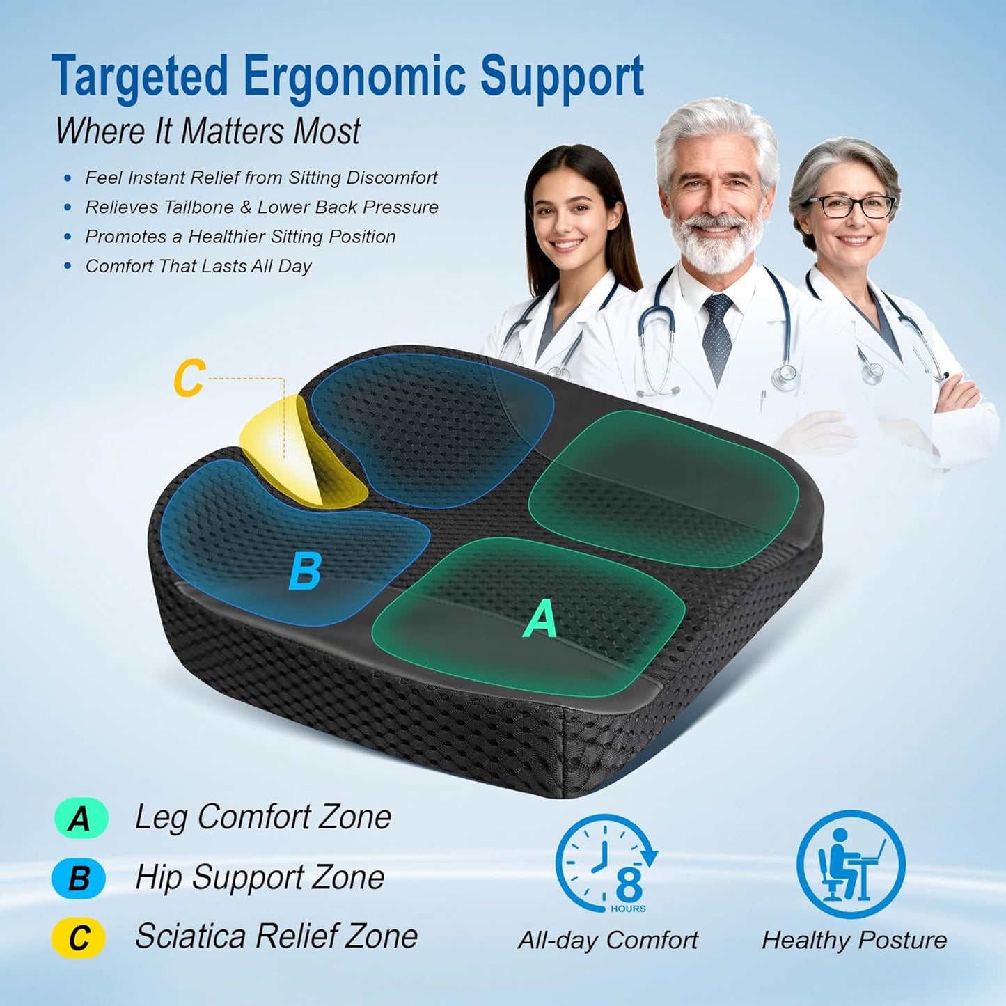Lofty Aim Car Seat Cushion: Ergonomic Memory Foam Cushion for Driving and Long