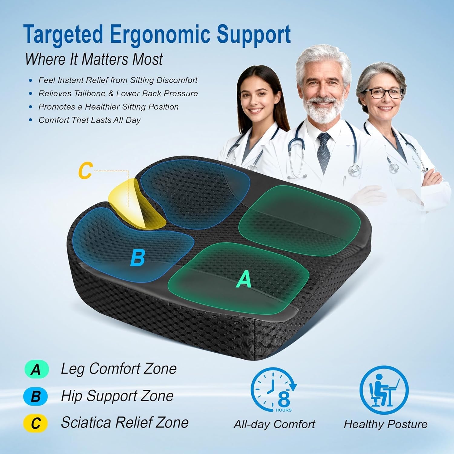 Lofty Aim Car Seat Cushion: Ergonomic Memory Foam Cushion for Driving and Long
