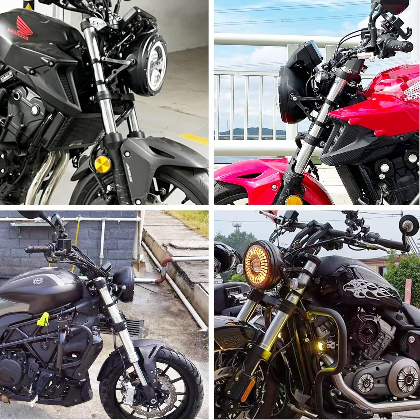 Aluminum Alloy Motorcycle Headlight Bracket 42-46mm Black Headlamp CNC Fork Tube