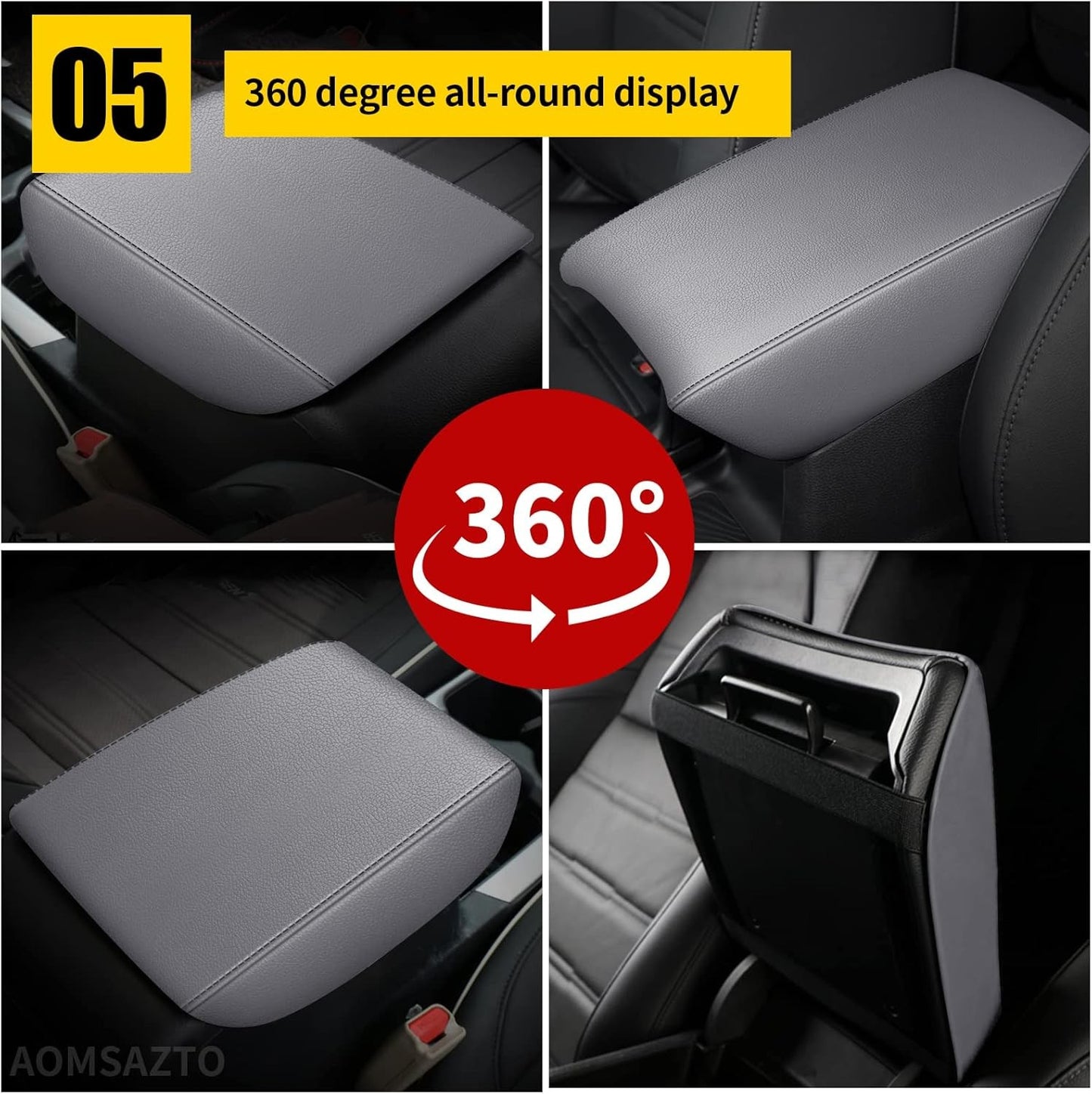 Gray Center Console Covers for 2017-2022 Honda CRV Leather Armrest for CR V