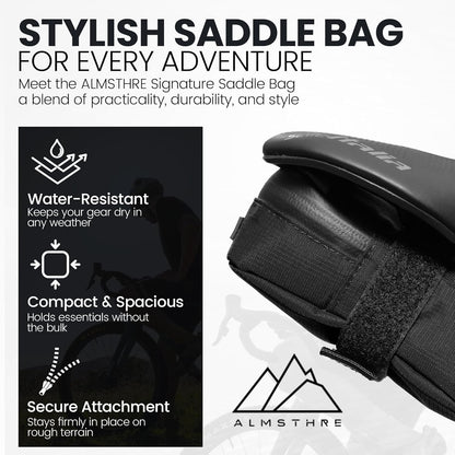Signature Bike Saddle Bag – Midnight Black | 0.5L Bike Seat Bag 3" x 5.25" x 2"