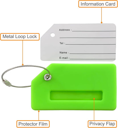 6 Pack Silicone Luggage Tags for Suitcases Travel Bag Tags Bulk(Multicolor)