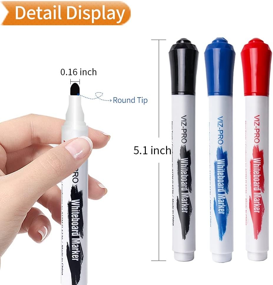 Dry Erase Markers Fine Bullet Tip 3 Colors 12-Count Low-Odor Whiteboard Pens