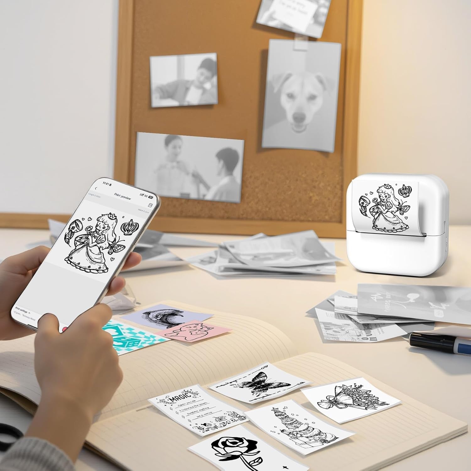 Print Pods Mini Sticker Printer, Sticker Printer, Mini Printer for Study Notes