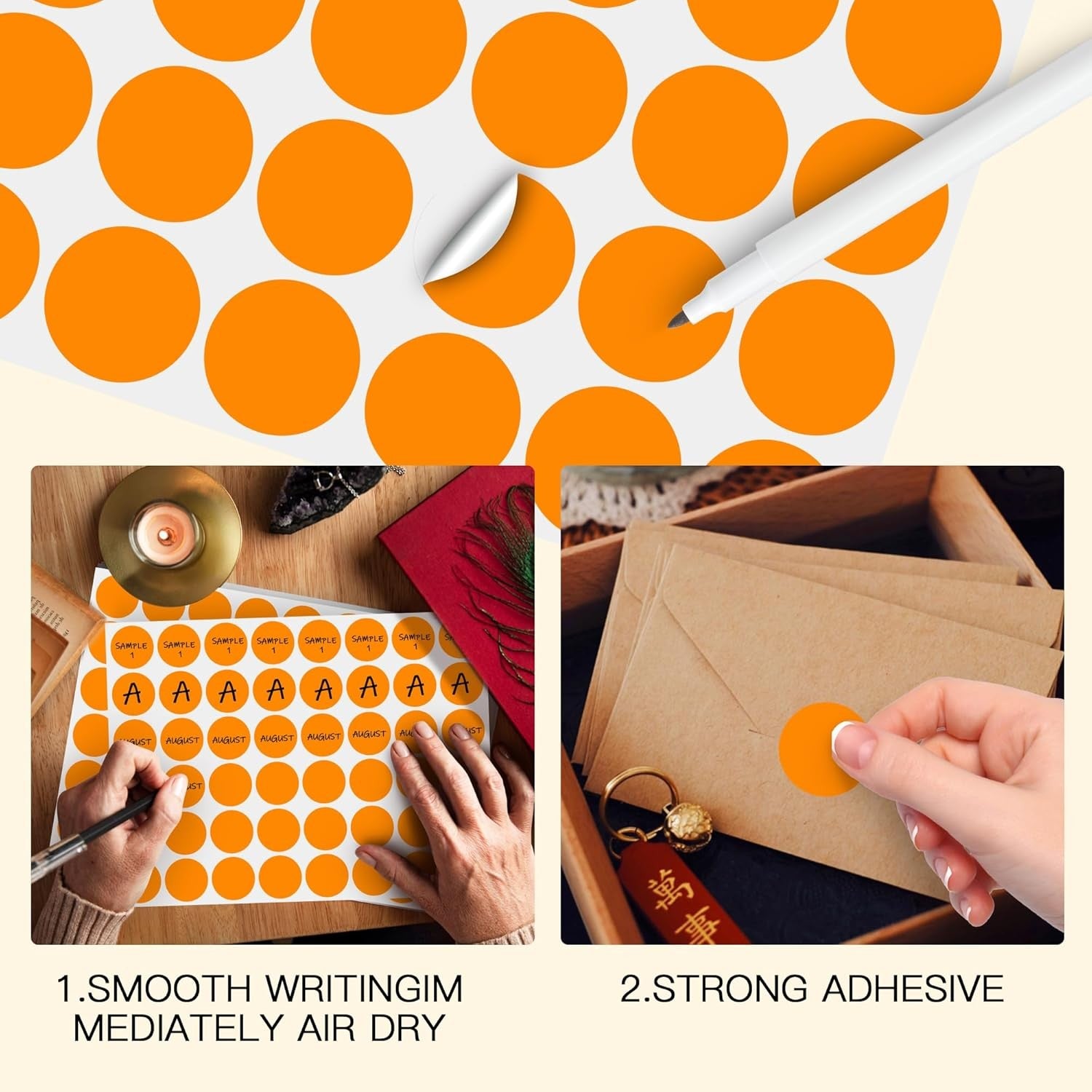 1 Inch Color Code Dot Sticker Labels,Orange Circle Stickers, Round Dots,720 Pcs