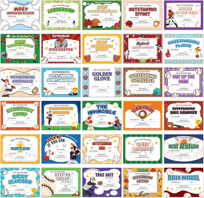 94Pcs Student of Award Certificates End of School Random style shipping Softball
