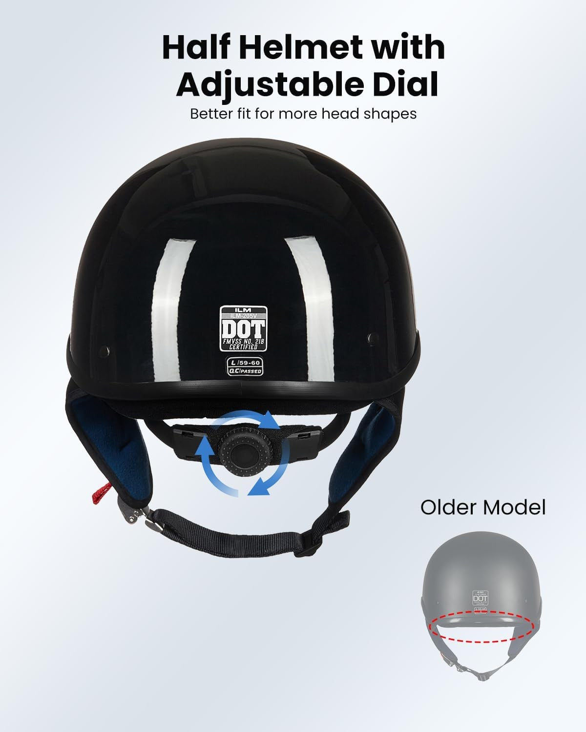 Half Helmet Motorcycle Open Face Sun Visor Quick Release Buckle DOT Approved