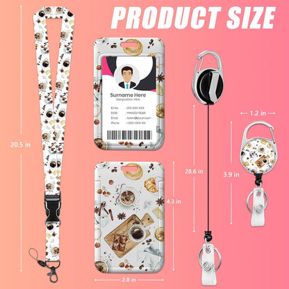 Coffee ID Badge Holder with Lanyards, Detachable Lanyards for ID Badges