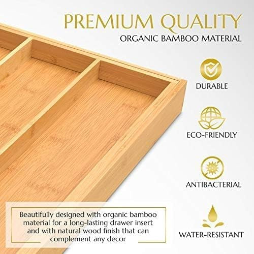 Signature Living Bamboo Expandable Utensil Drawer Organizer, Premium Bamboo