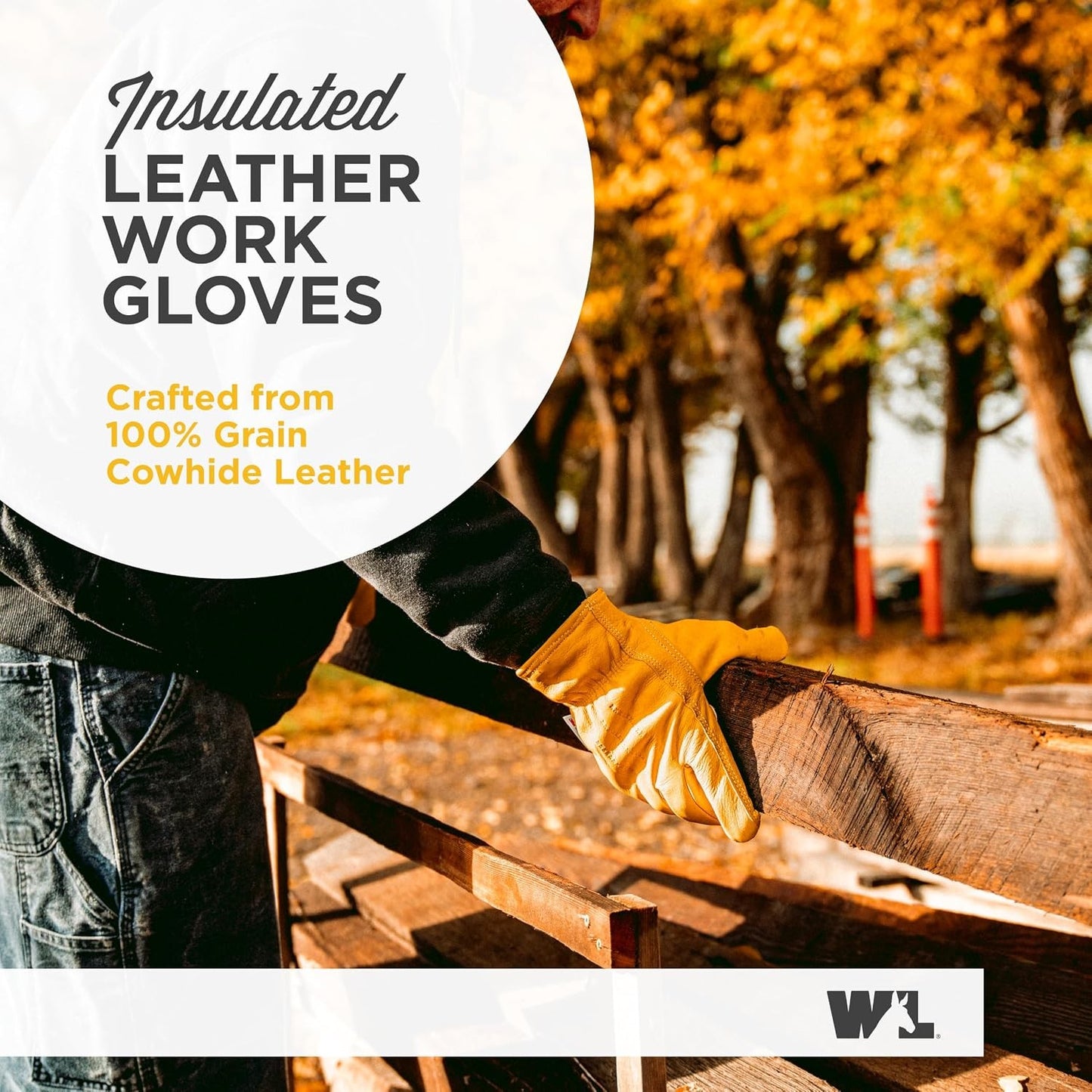 Insulated Leather Work Gloves for Men- Full Grain Cowhide- 3M Thinsulate