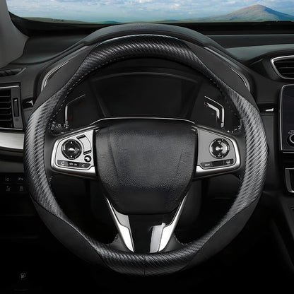 Steering Wheel Cover for Women and Men, Carbon Fiber Plush Steering Wheel Cover