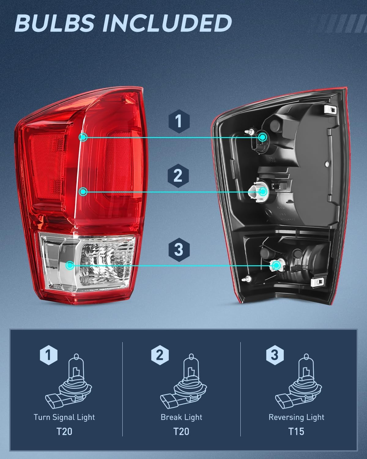 Taillight Assembly with 2016-2023 Toyota Tacoma Rear Lamp Replacement OE Style