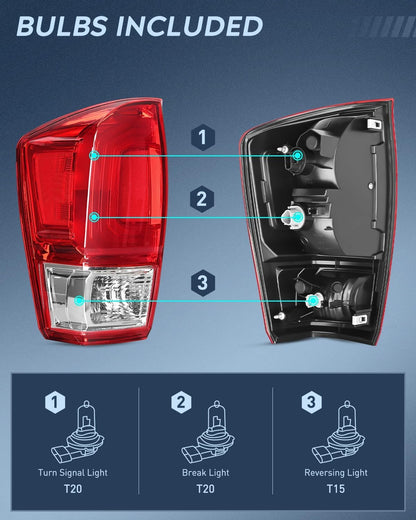 Taillight Assembly with 2016-2023 Toyota Tacoma Rear Lamp Replacement OE Style