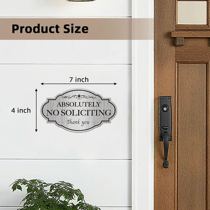 3-Pack Oval No Soliciting Stickers, Waterproof Reflective Silver for Door