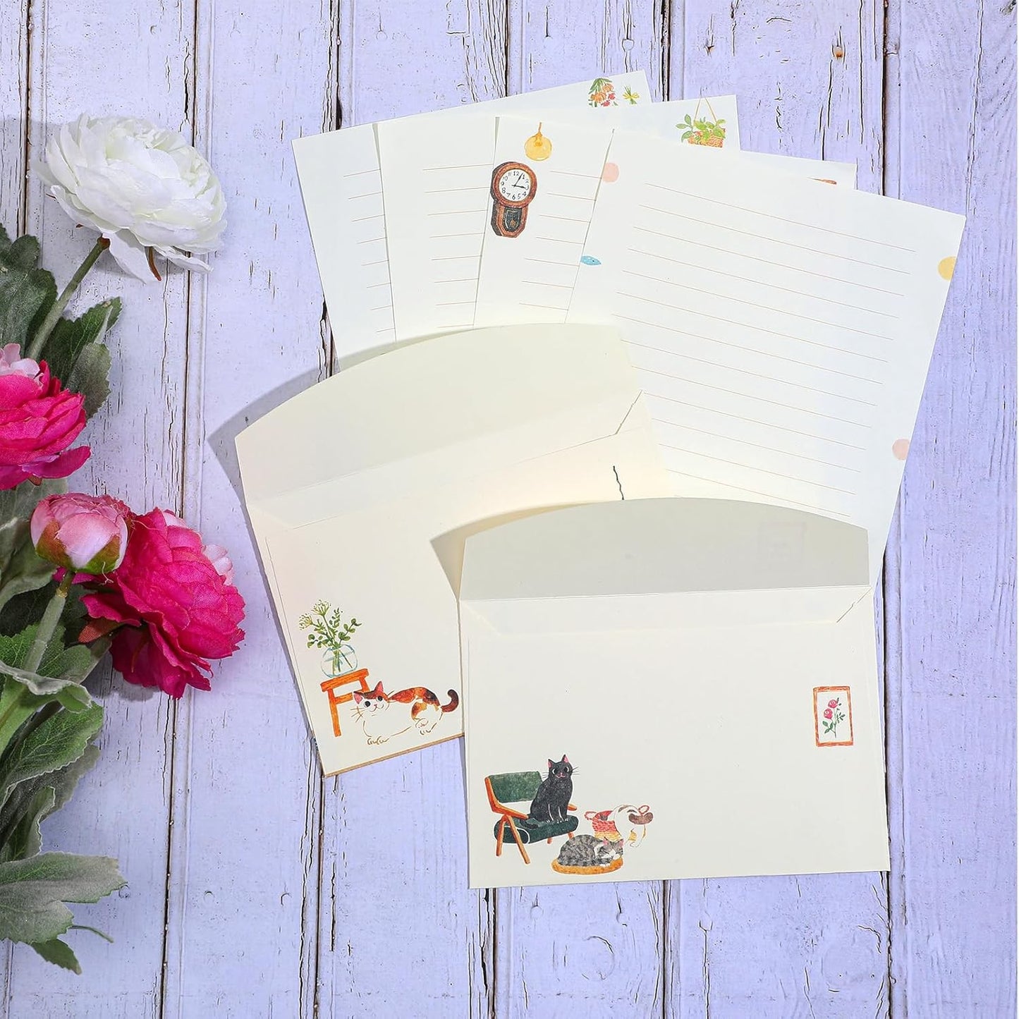Writing Paper and Envelopes Set, 36pcs Vintage Fresh Cute Cat Letter Stationery