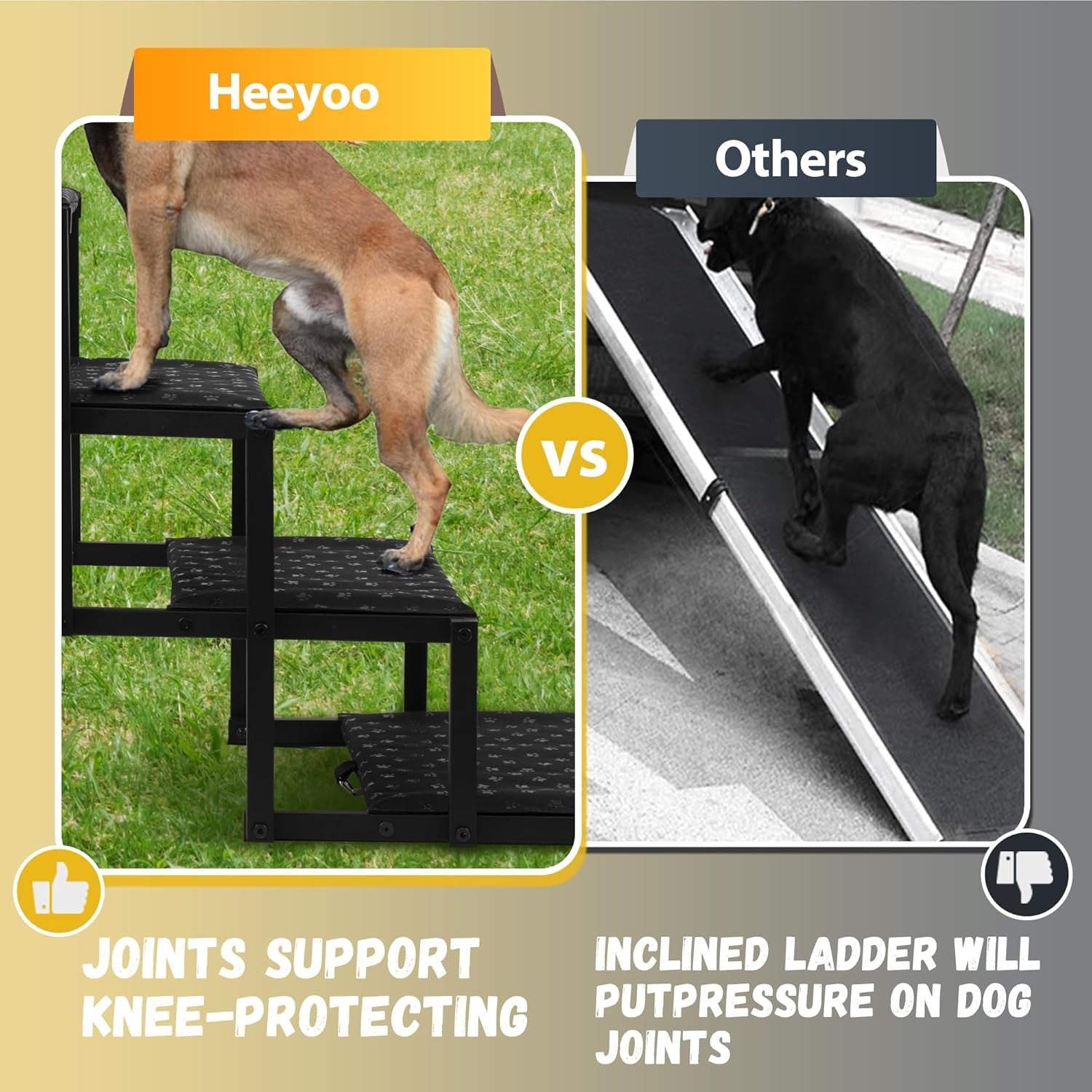 Dog Stairs for Car - Foldable Dog Ramps for Large Dogs with Non Slip 6 Steps