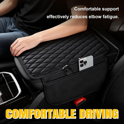 Car Center Console Cover with 2 Storage Upgraded Microfiber Leather Car Arm Rest