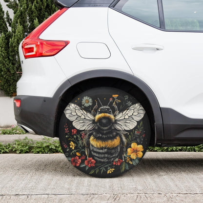 Spare Tire Cover Bee and Flowers Wheel Covers Protectors Waterproof Dust-Proof