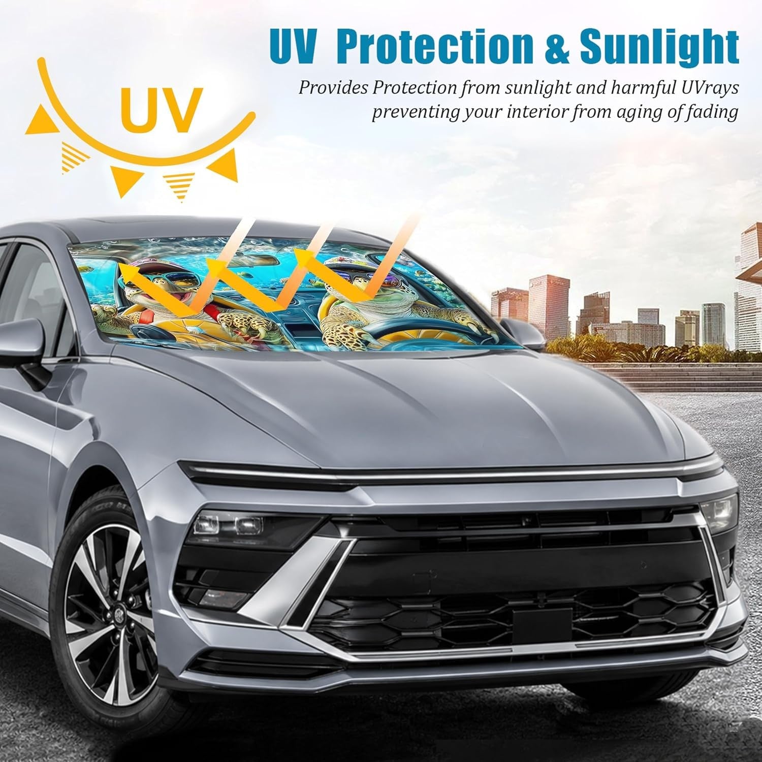 Sea Turtles Car Windshield Sun Shade Foldable Sunshade Front Window Cover