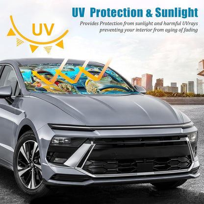 Sea Turtles Car Windshield Sun Shade Foldable Sunshade Front Window Cover