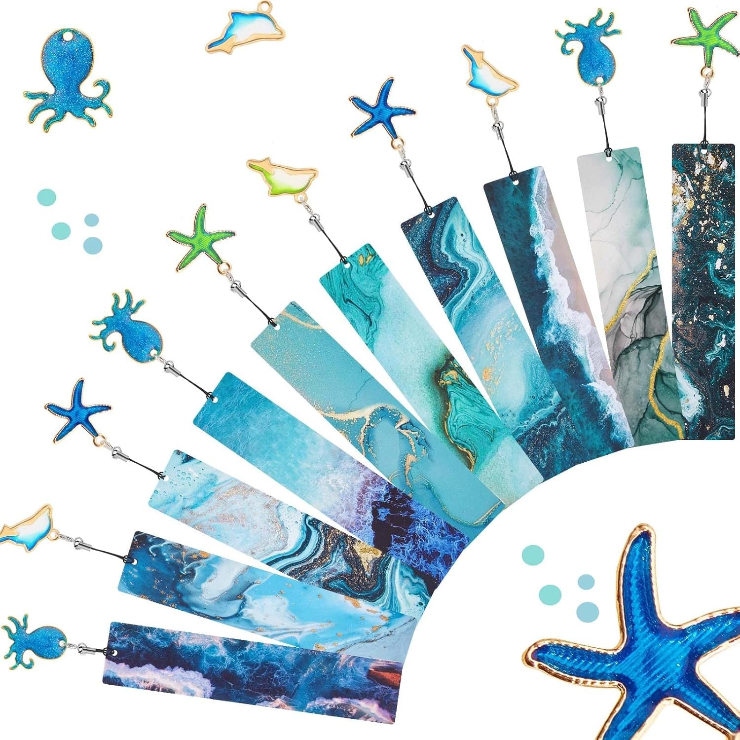 3pack Shell Starfish Bookmark, Cute Book Mark for Women Random style shipping