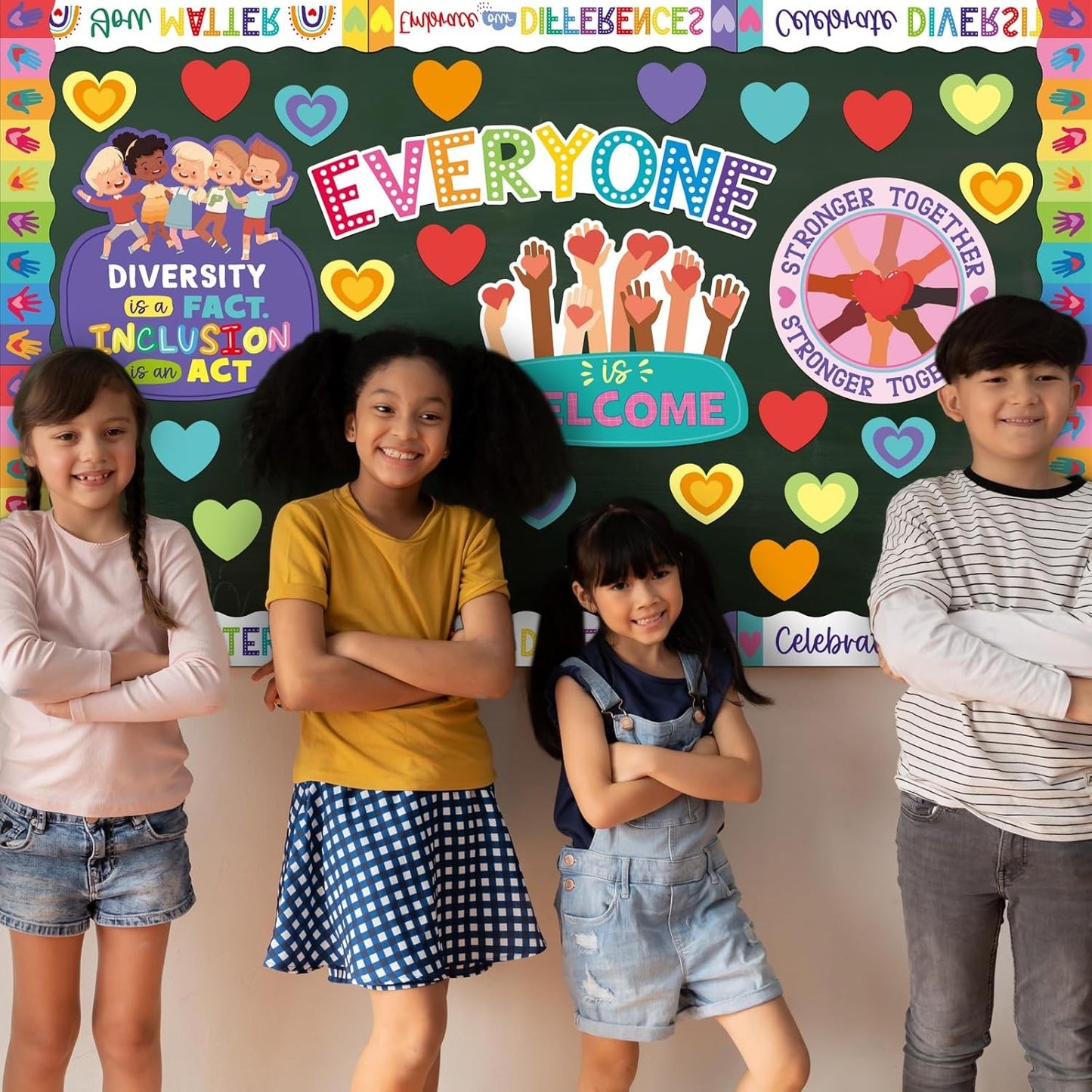 81 Pcs Diversity Bulletin Board Set Inclusive Everyone is Welcome Classroom