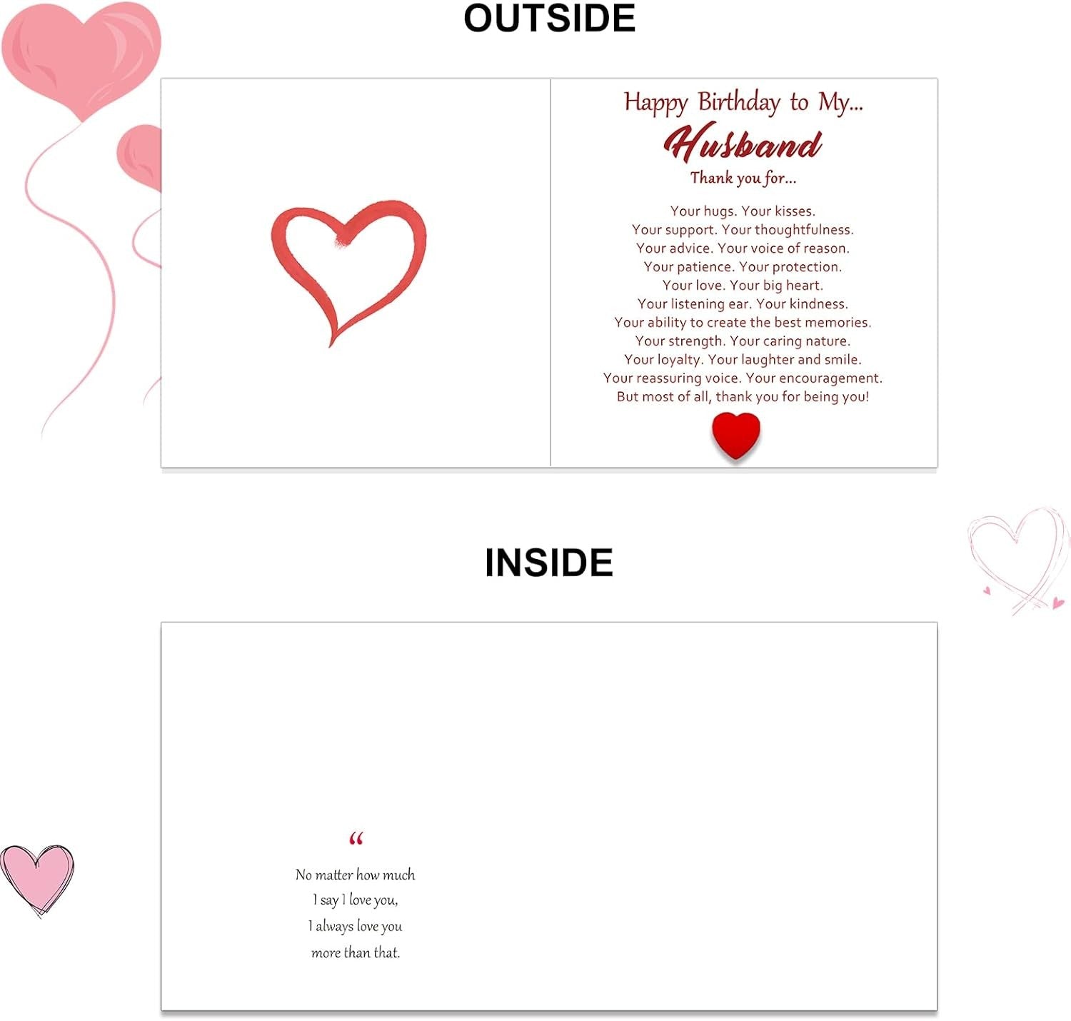 Special Birthday Card for Husband, Thank You Husband Birthday Card, Sentimental