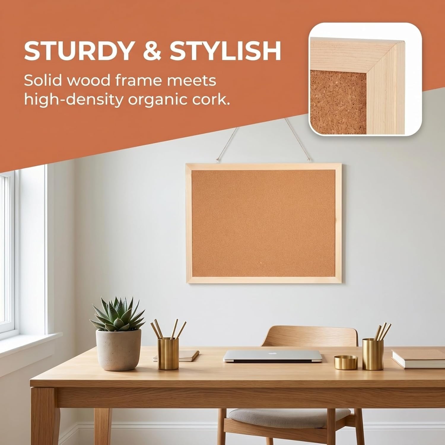 Cork Bulletin Board 15.7x11.8in – Thick Cork Surface Prevents Crumbling