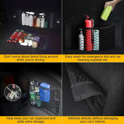 4Pcs Universal Car Storage Net Pockets Stretchable Automotive Mesh Pouch Nets