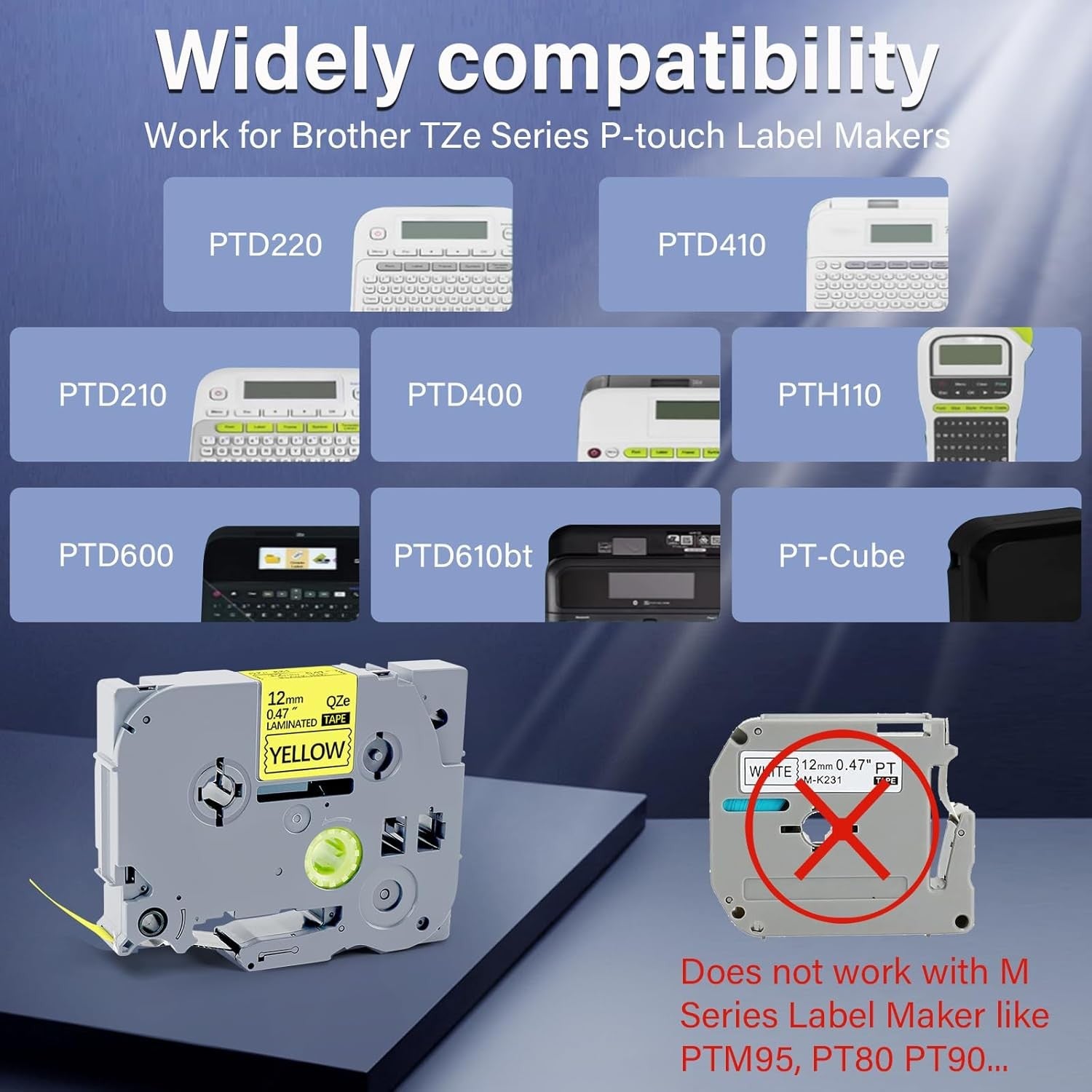 5-Pack Compatible Brother P Touch Label Tape Multicolors TZe-231 tz431 531