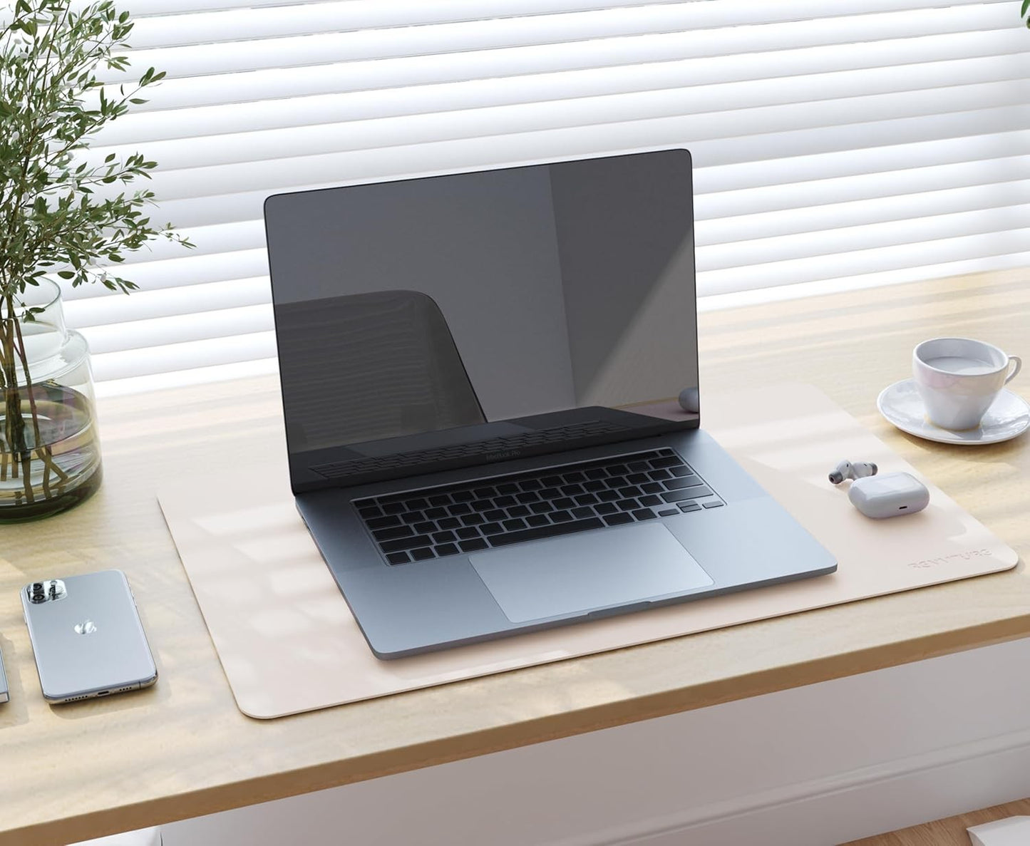 Double-Sided Two-Tone Faux Leather Desk mat Desktop Organization 23.6" x 13.7"