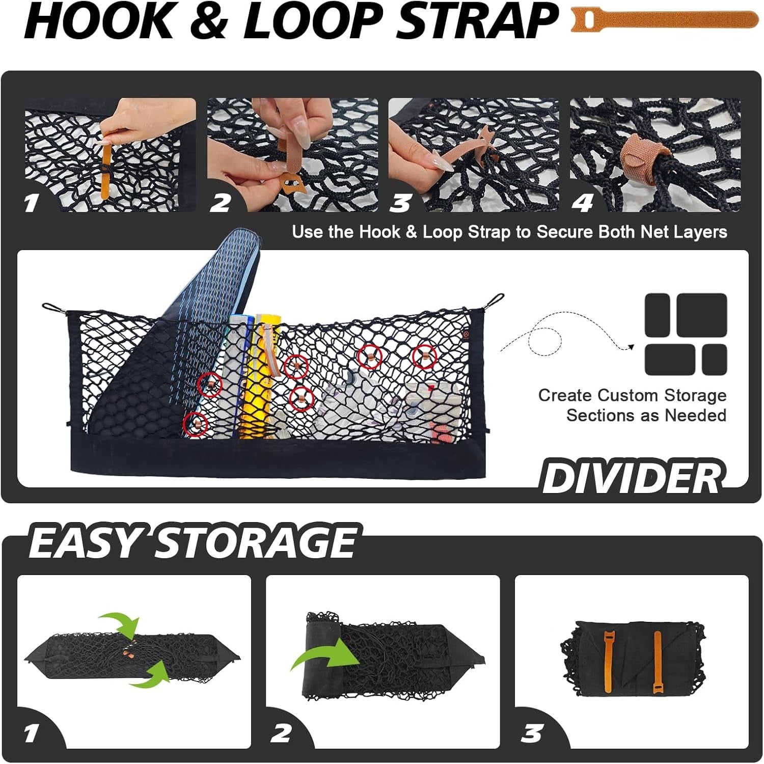 Truck Bed Cargo Net Trunk Netting Compatible with 2021-2026 Chevy Suburban&Tahoe