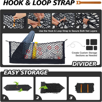 Truck Bed Cargo Net Trunk Netting Compatible with 2021-2026 Chevy Suburban&Tahoe