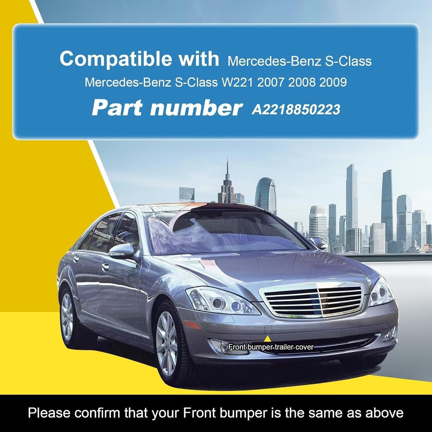 Car Front Bumper Tow Hook Cover with Mercedes-Benz S Class W221 S280 2007-2009