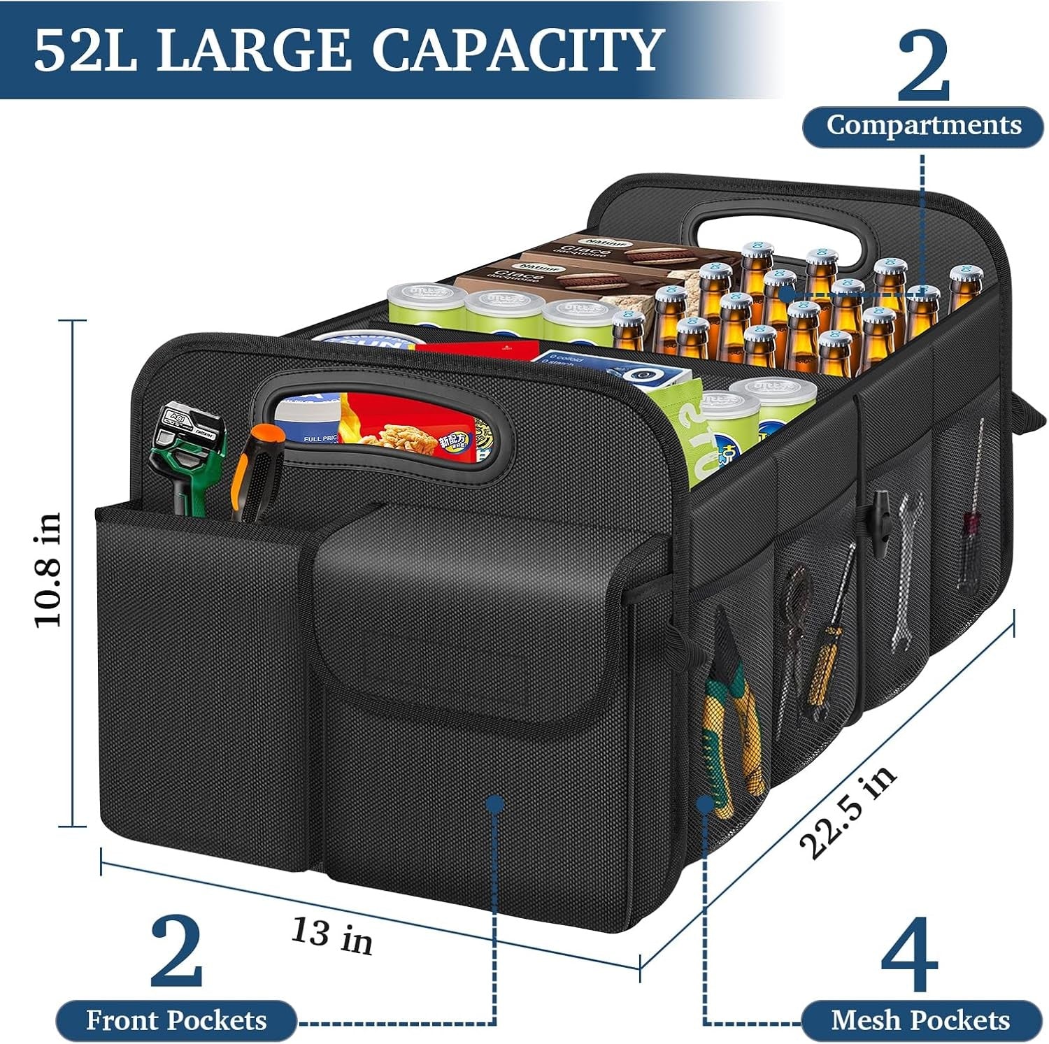 Car Trunk Organizer Large Capacity Waterproof Car Accessories for Women & Men