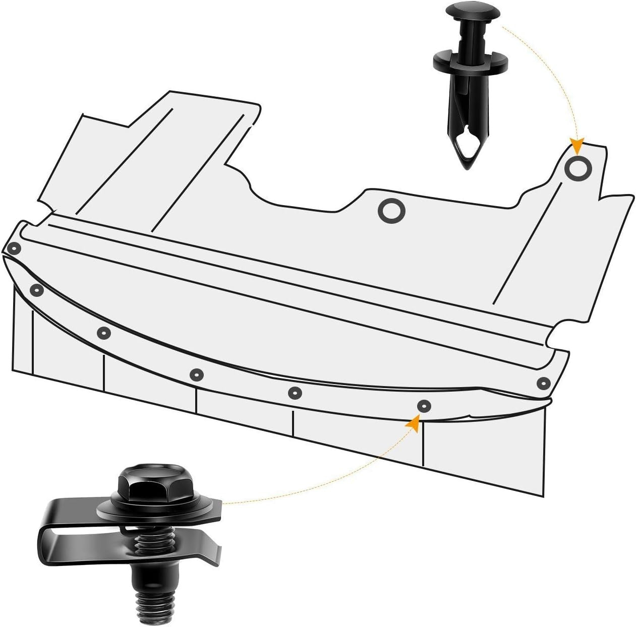 GRC-70 35PCS Engine Under Cover Splash Shield Guard Body Bolts Bumper Fender