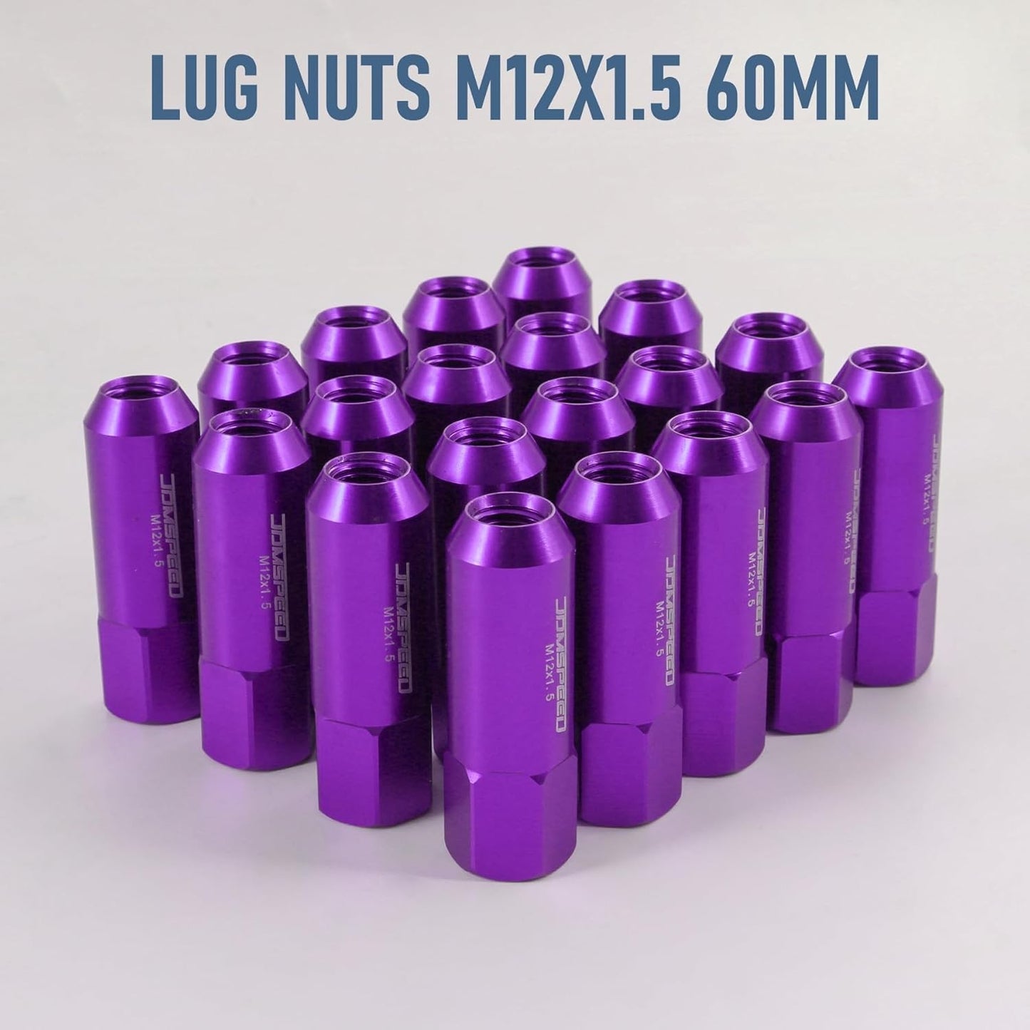Purple 60MM Aluminum Extended Tuner Lug Nuts Replacement for Wheel M12X1.5 20PCS