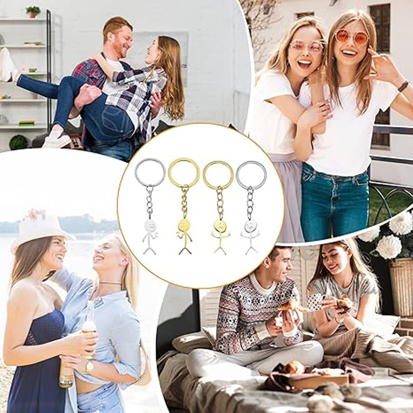 4 Pcs Middle Finger Gifts, Funny Keychains for Men Women, Personalized Matching