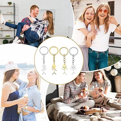 4 Pcs Middle Finger Gifts, Funny Keychains for Men Women, Personalized Matching