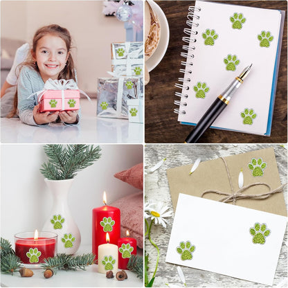 500pcs Dog Paw Print Stickers 1.5in/38mm Holographic Dot Self-Adhesive Puppy Paw